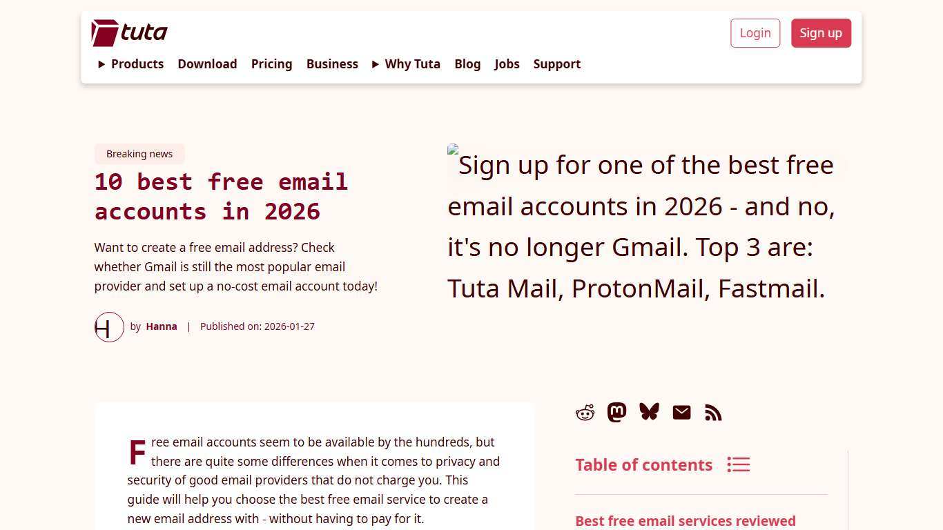 10 best free email accounts in 2026 Tuta